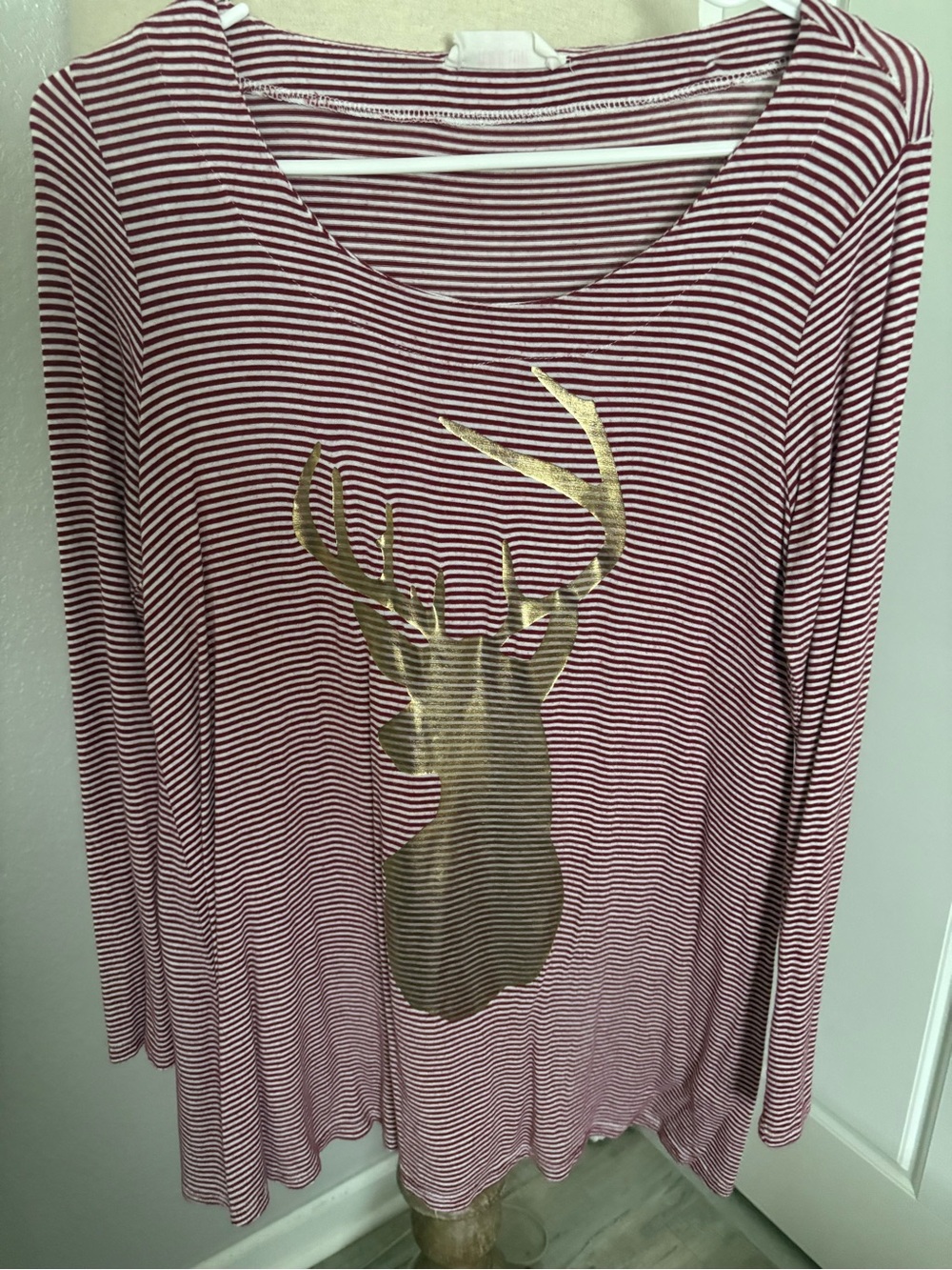 Peach Love California Red and White Striped Top
